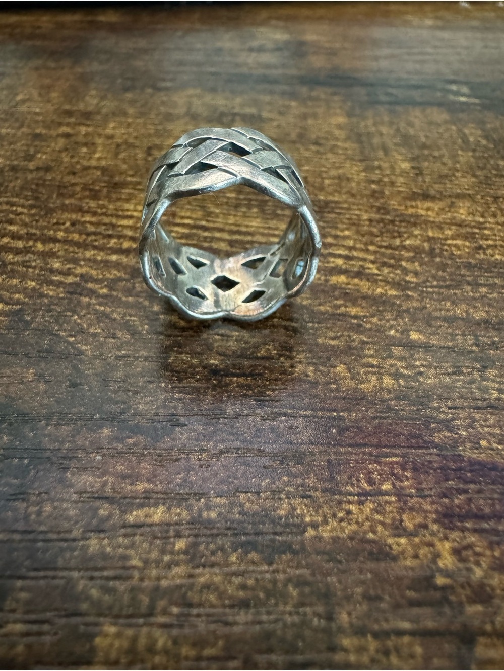 Silver-Tone Braided Cutout Wide Band Ring - Silver